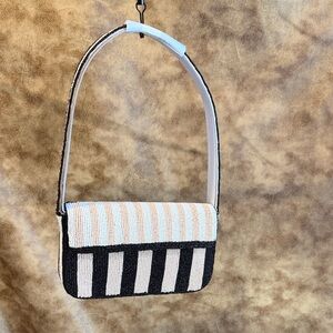 Striped Beaded Shoulder Bag